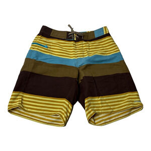Patagonia Men's Stretch Planing Board Shorts Stripe Drawstring Size 32